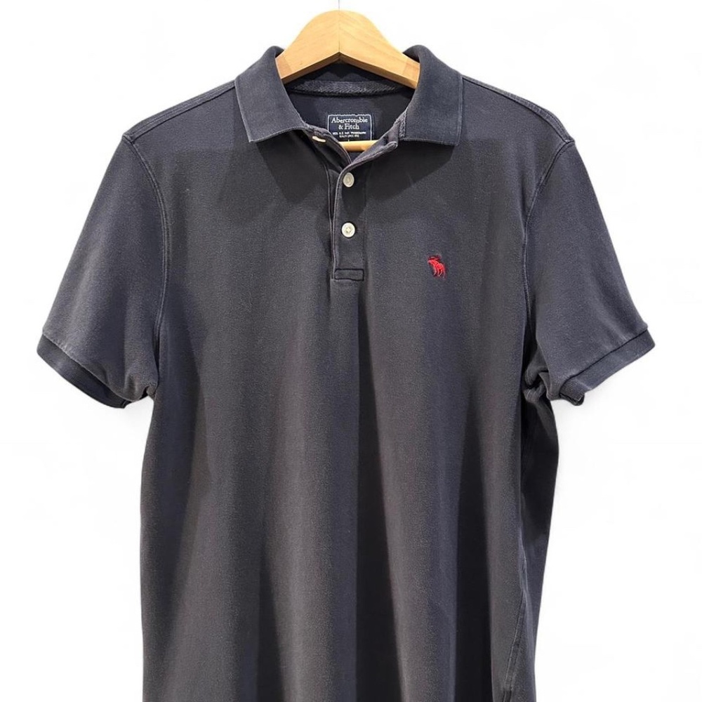Vintage Abercrombie & Fitch Men's Navy Blue Polo Shirt